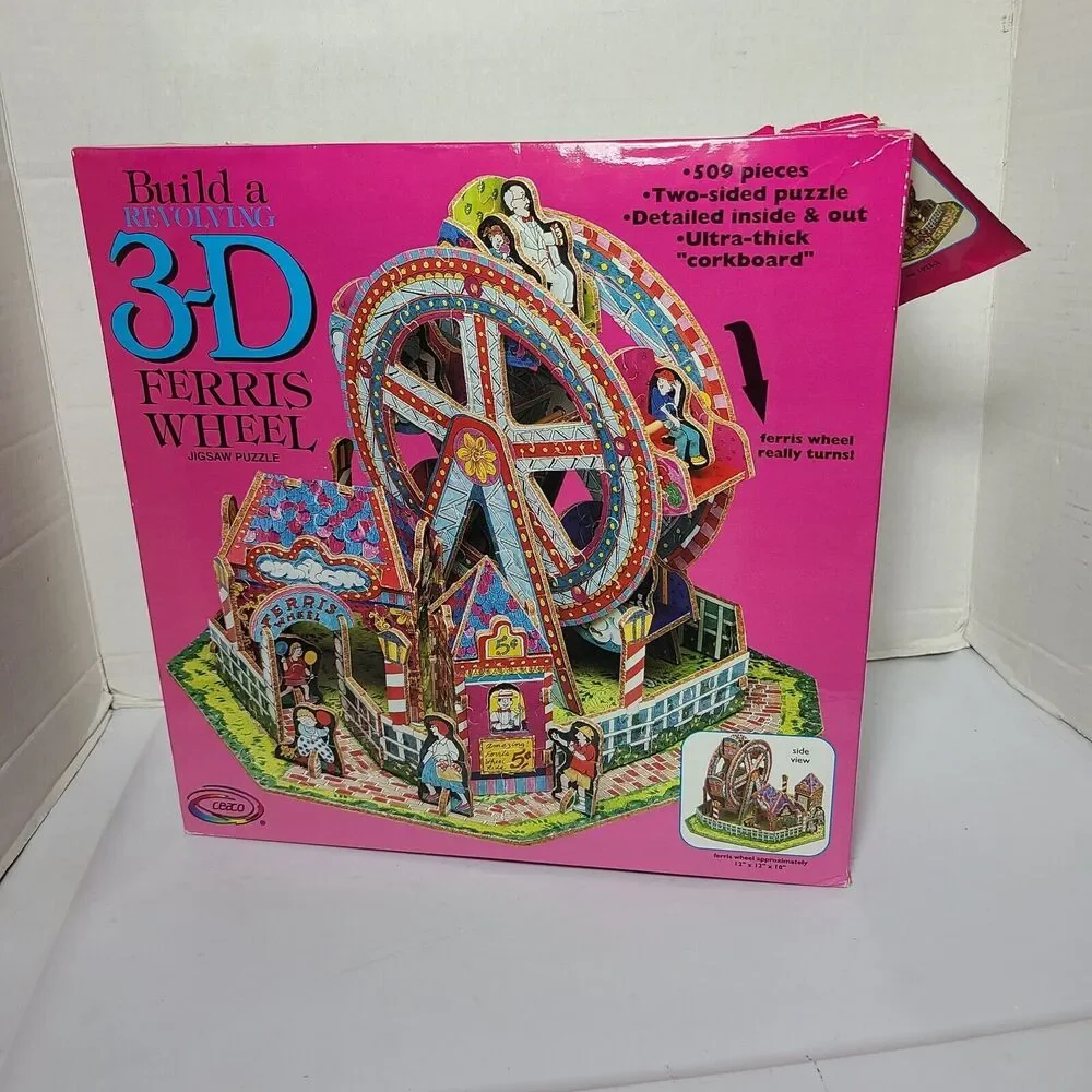 Stagecoach and  Ferris Wheel 3-D Puzzles 2 Jigsaw Puzzles Vintage 1994-95 Ceaco